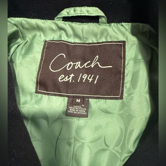 Coach Black Wool/Mohair Blend Belted Peacoat - Picture 2 of 7